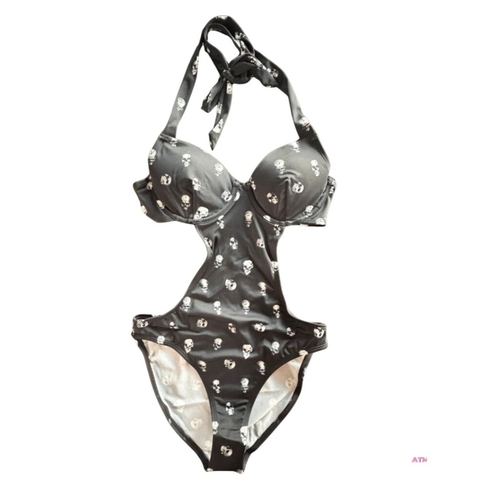NWT Killstar Rebel Fate Skull Print Monokini Swimsuit SM - Picture 4 of 13